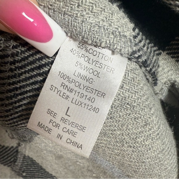 Favlux Long Wool Blend Gray Blue Plaid Cardigan Sweater Vest Size Large - Picture 13 of 14